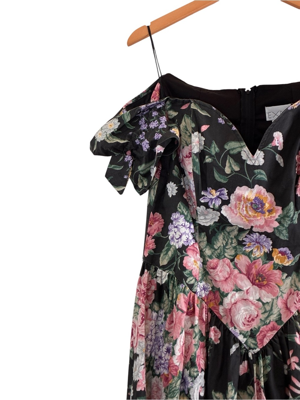 Expo | Vintage floral cotton off the shoulder 80’s/90’s princess cut dress - Picture 4 of 11